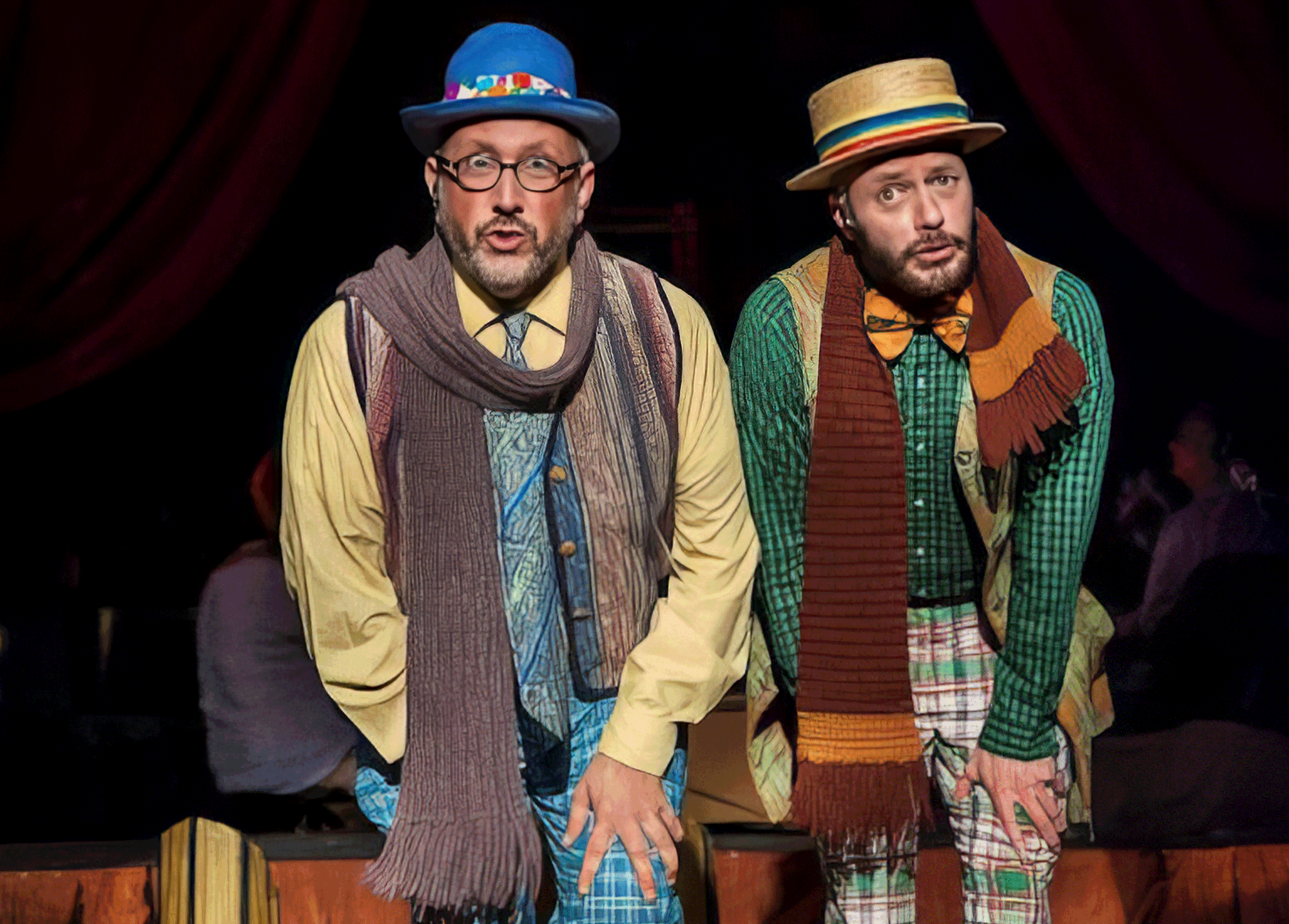a group of men wearing hats and scarves
